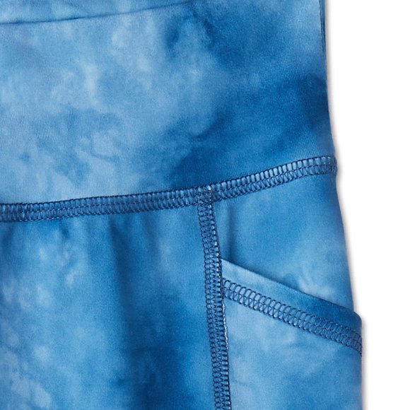 2 girls BLUE leggings Back to School bundle 1 tie dye w/pockets 1 cozy soft blue - Picture 2 of 4